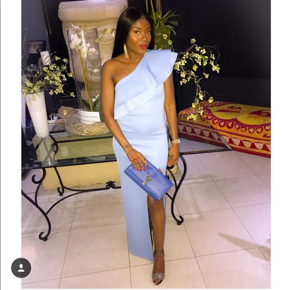 ASOS Dresses & Skirts - Blue maxi ruffle cocktail dress